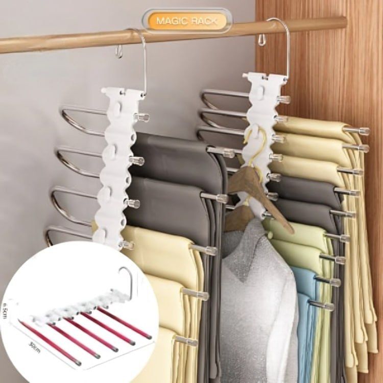5-Tier Space Saving Hanger – Foldable Clothes Organizer – Brand New