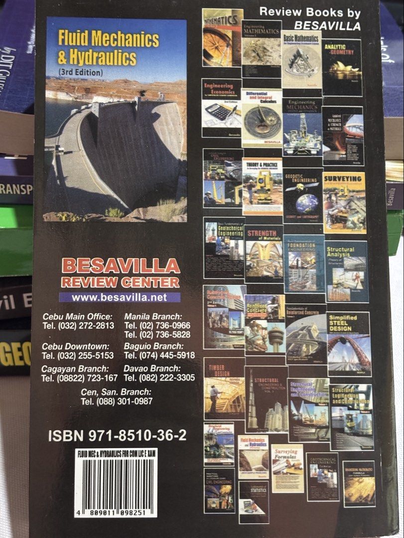 Fluid Mechanics and Hydraulics 3rd Edition (Besavilla) (Category: Textbooks) located in Cabanatuan. Submitted by valkeiry (Listing ID 1423337062, Image 2). Description: Fluid Mechanics and Hydraulics 3rd Edition (Besavilla) Civil Engineering Book - Brand new - Never used - No markings or highlights on any of the pages - Can provide more pictures if needed MOP: MariBank / GCash / Maya MOD: J&T / LBC COD Available for J&T!.