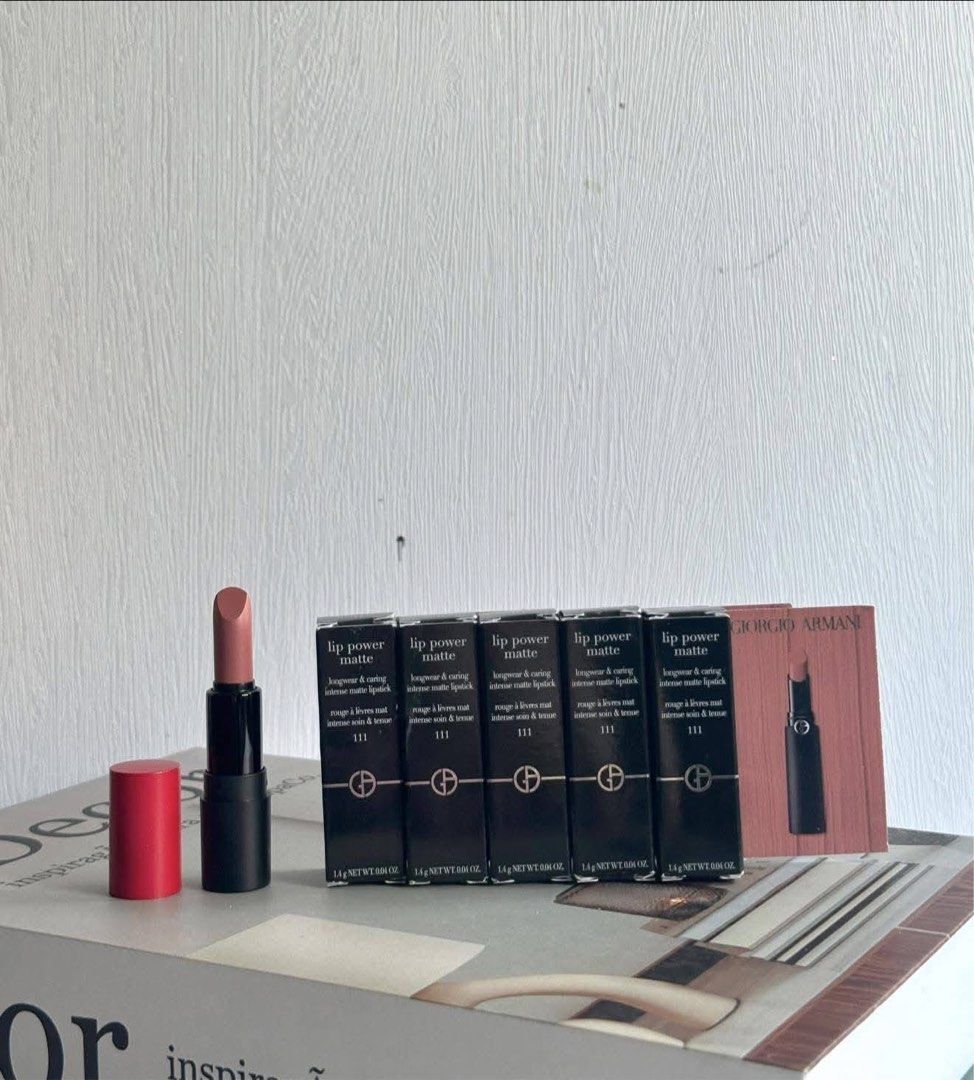 Giorgio Armani Lip Power Matte Lipstick (Category: Makeup) located in Manila. Submitted by n4thlie (Listing ID 1423416295, Image 2). Description: Giorgi0 armani lip power in shade 104 & 111 (mini) — 1,000 only 🙈 Can do lay way 3weeks to pay.