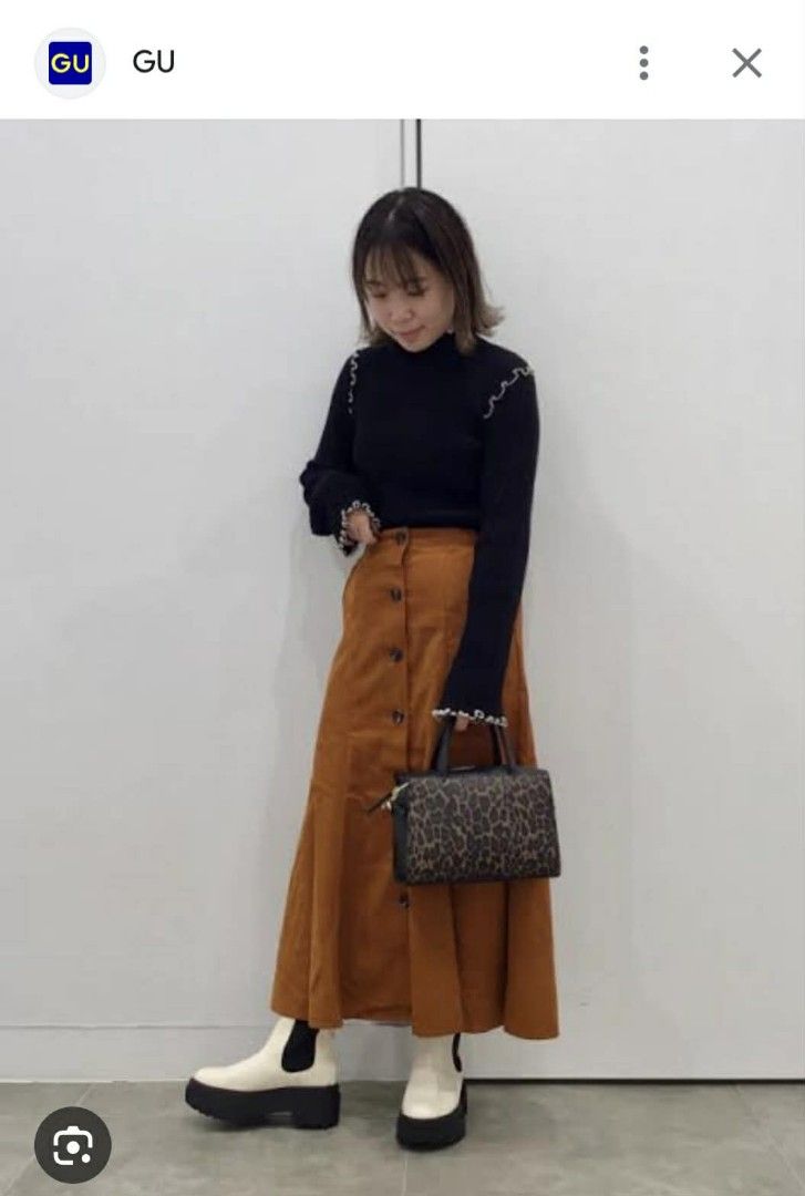 GU Flared Maxi Skirt (Category: Skirts) located in Cavite. Submitted by lovedbymjca (Listing ID 1423275756, Image 2). Description: medida size 26-29 garterized back button down soft corduroy like new! .