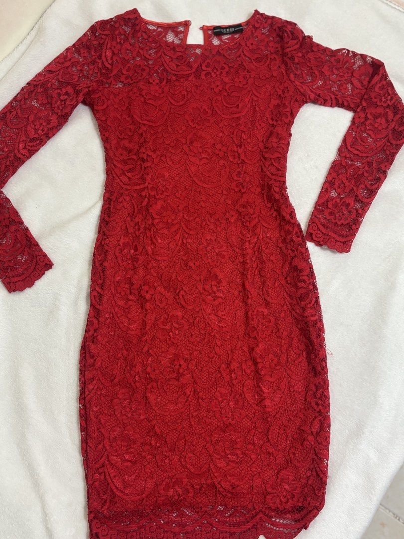 Guess Red Lace Dress (Category: Dresses) located in Trece Martires City. Submitted by ellakim29 (Listing ID 1423388719, Image 1). Description: S-M.