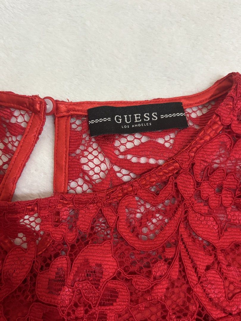 Guess Red Lace Dress (Category: Dresses) located in Trece Martires City. Submitted by ellakim29 (Listing ID 1423388719, Image 2). Description: S-M.