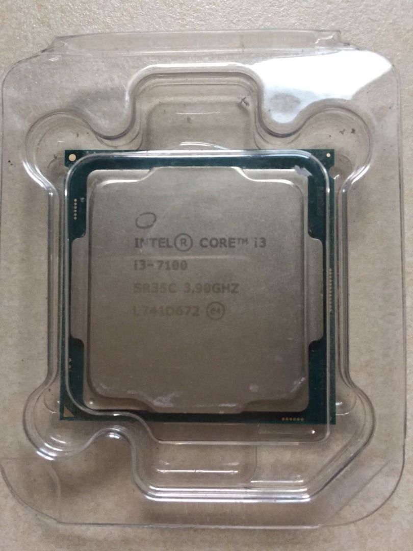 Intel Core i3-7100 3.90GHz Processor with Free Heat Sink (Category: Computer Parts) located in Caloocan City. Submitted by nicholass69897 (Listing ID 1423284110, Image 1). Description: Intel Core i3-7100 @ 3.90GHz Processor • socket type: LGA 1151 • with integrated Intel HD Graphics 630 for 4K resolution at 60Hz • Supports DDR4-2133/2400 or DDR3L-1333/1600 memory up to 64 GB • Used in office PC for pickup at Diliman, Quezon City or for delivery (