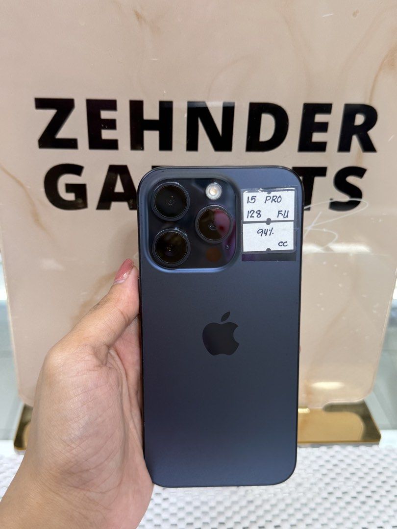 iPhone 15 PRO 128GB OPENLINE (NTC APPROVED) (Category: iPhone 15 Series) located in San Juan City. Submitted by desireebayal96 (Listing ID 1423401878, Image 1). Description: iPhone 15 PRO (BLUE TITANIUM) * NTC APPROVED * OPENLINE * ANY SIM * 128GB * 93% BATTERY HEALTH (ORIGINAL CAN CHECK 3UTOOLS) * 97% SMOOTH * NO ISSUE * NO HISTORY OF REPAIR * NO ICLOUD ISSUE * NOT REFURBISHED * WITH CORD TYPE-C OPEN FOR COD SAME DAY DELIVERY PLUS SHIPPING FEE M