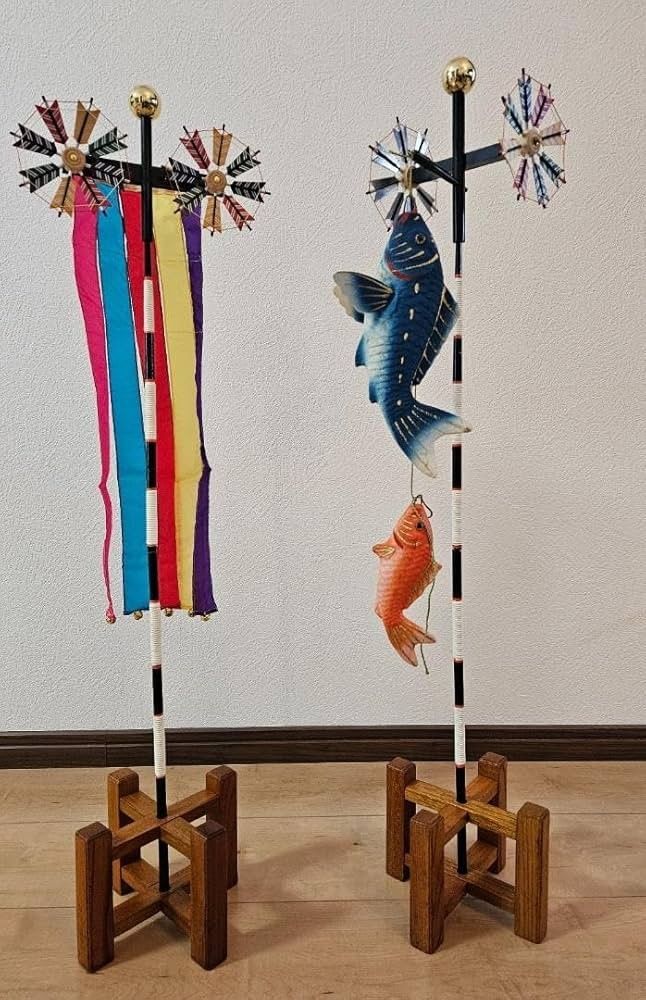 Japanese Koinobori Decoration Set (Category: Other Home Decor) located in Manila. Submitted by upcycle_things (Listing ID 1423352000, Image 1). Description: - Japanese Koinobori Decoration Set - Includes two stands - Features colorful flags and fish-shaped ornaments - Comes with additional components - Traditional design - Perfect for cultural displays or home decor.