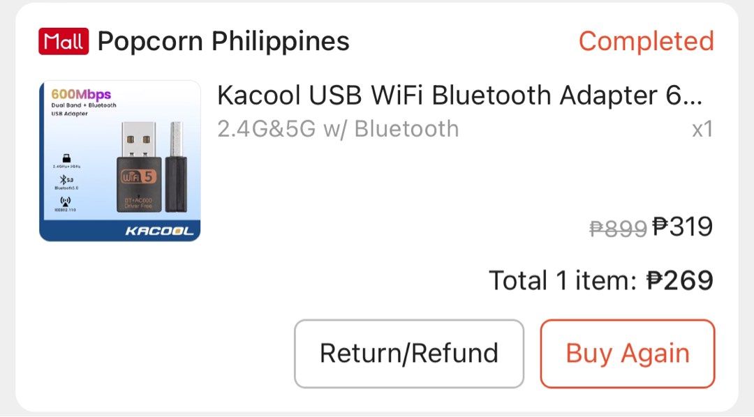 Kacool USB WiFi Bluetooth Adapter (Category: Cables & Adaptors) located in Bulacan. Submitted by jung1cartue (Listing ID 1423311687, Image 3). Description: used for days only.
