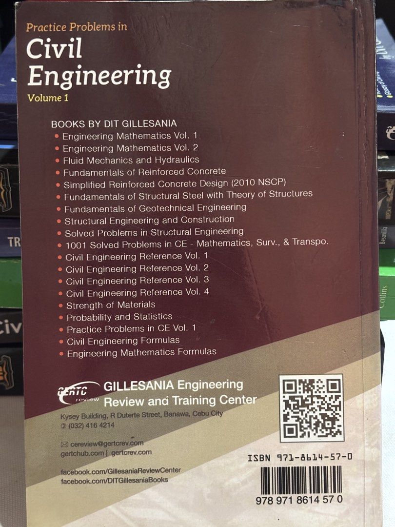 Practice Problems in Civil Engineering Volume 1 (Gillesania) (Category: Textbooks) located in Cabanatuan. Submitted by valkeiry (Listing ID 1423339779, Image 2). Description: Practice Problems in Civil Engineering Volume 1 (Gillesania) - Lightly used - Few pencil markings on some pages - Binding issue in some pages - Can provide more pictures if needed MOP: MariBank / GCash / Maya MOD: J&T / LBC COD Available for J&T!.