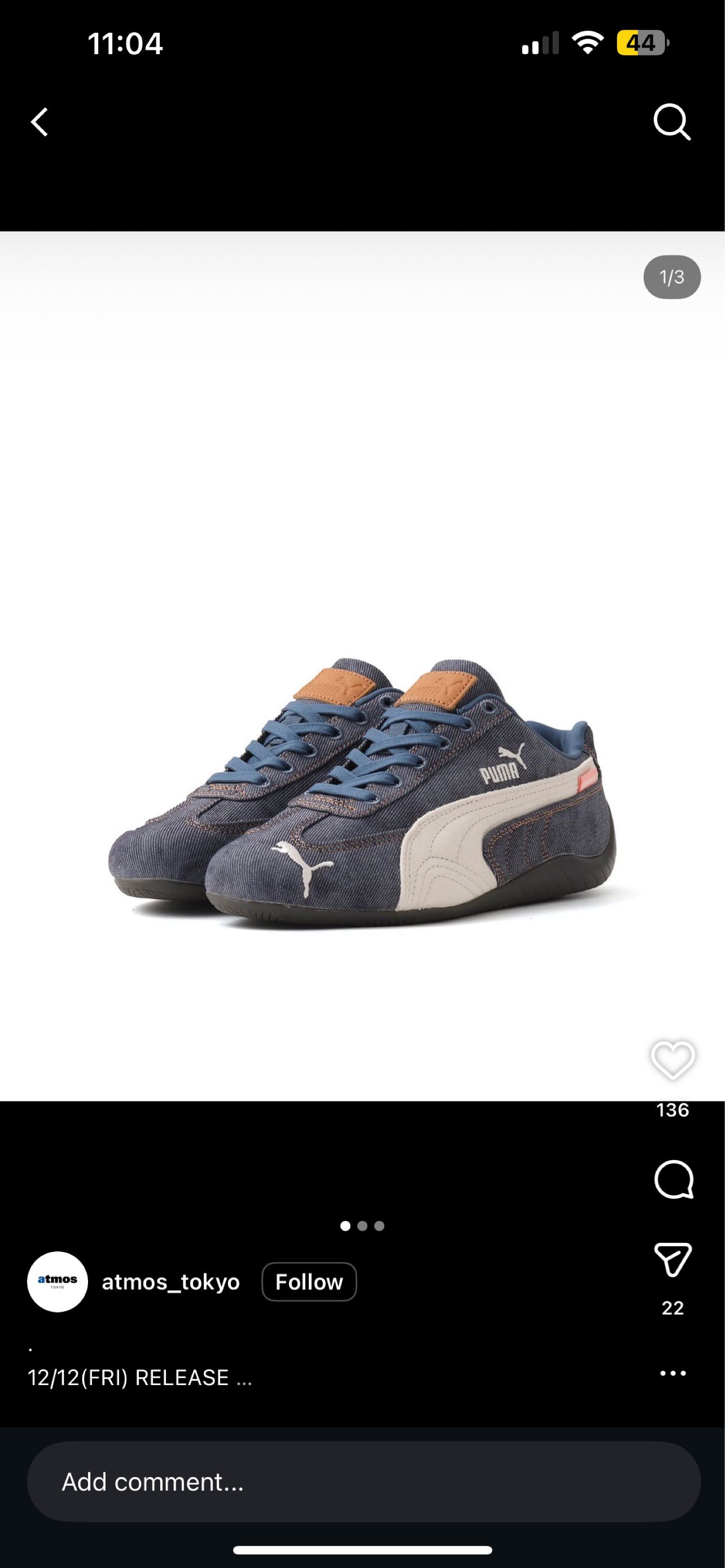 Puma Speedcat Denim Atmos (Category: Sneakers) located in Calamba. Submitted by _mrp_ (Listing ID 1423305515, Image 1). Description: used thrice only. 25cm.