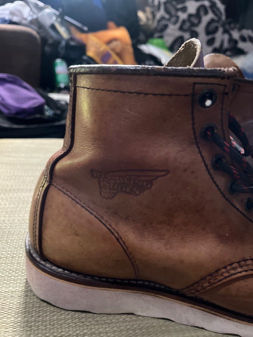 red wing moc toe 875 E (Category: Boots) located in Silang. Submitted by silang_drip (Listing ID 1423285703, Image 3). Description: pre loved 💯% authentic us8 uk7 made in usa 🇺🇸 resoled by konzept marikina will include spare original lace no box its a pass on legacy… and its seeking a rightful deserving owner now used for long rides only a couple of times *rfs: changing to lighter canvass boots as it doesnt match my ride anymore .