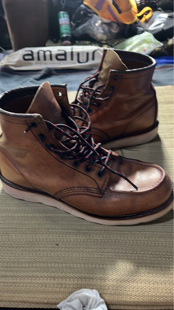 red wing moc toe 875 E (Category: Boots) located in Silang. Submitted by silang_drip (Listing ID 1423285703, Image 1). Description: pre loved 💯% authentic us8 uk7 made in usa 🇺🇸 resoled by konzept marikina will include spare original lace no box its a pass on legacy… and its seeking a rightful deserving owner now used for long rides only a couple of times *rfs: changing to lighter canvass boots as it doesnt match my ride anymore .