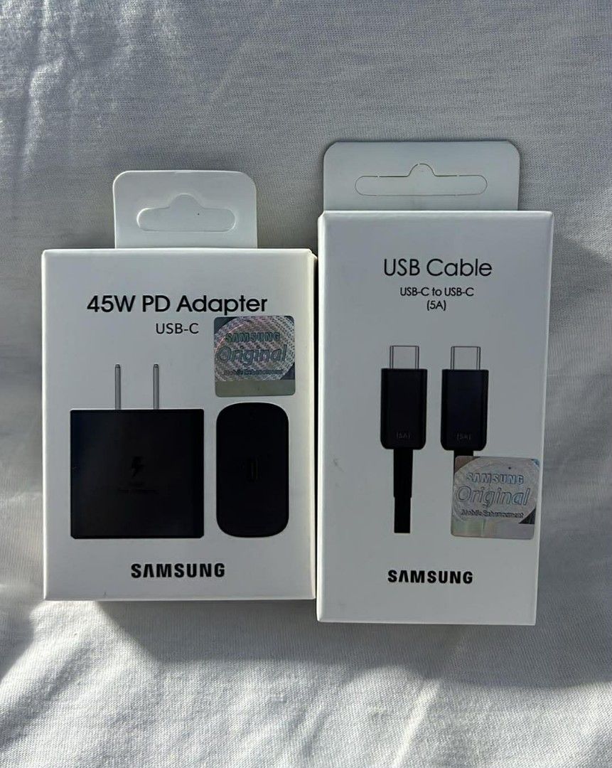 SAMSUNG 45W PD Adater / USB-C Cable (Category: Chargers & Cables) located in Manila. Submitted by onlineshopping22 (Listing ID 1423274957, Image 1). Description: Samsung 45W PD Fast Charger ⚡ ✔ 45W USB-C Adapter ✔ USB-C to USB-C Cable (5A) ✔ Super Fast Charging 📩 PM for orders! mop : Gcash | cod | bpi mod : Lalamove | j&t | meet up.