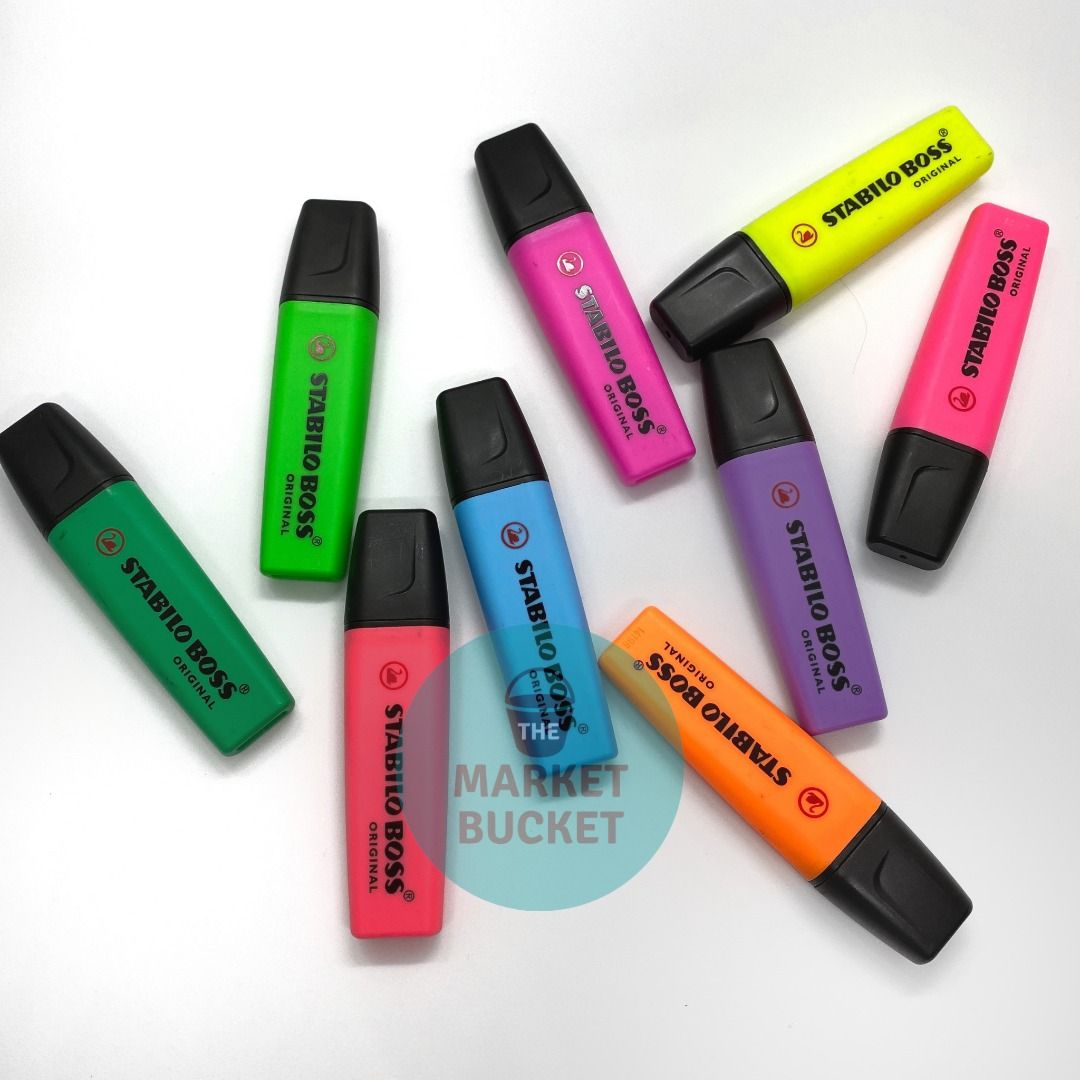 Stabilo Boss Original Highlighter (Category: Makeup) located in Manila. Submitted by marketbucket (Listing ID 1002569813, Image 1). Description: ✔ Yellow, Orange, Green, Turquoise, Blue, Red, Pink, Lilac, Purple ✔ Original ✔ Cheaper than National Bookstore price #inManila.