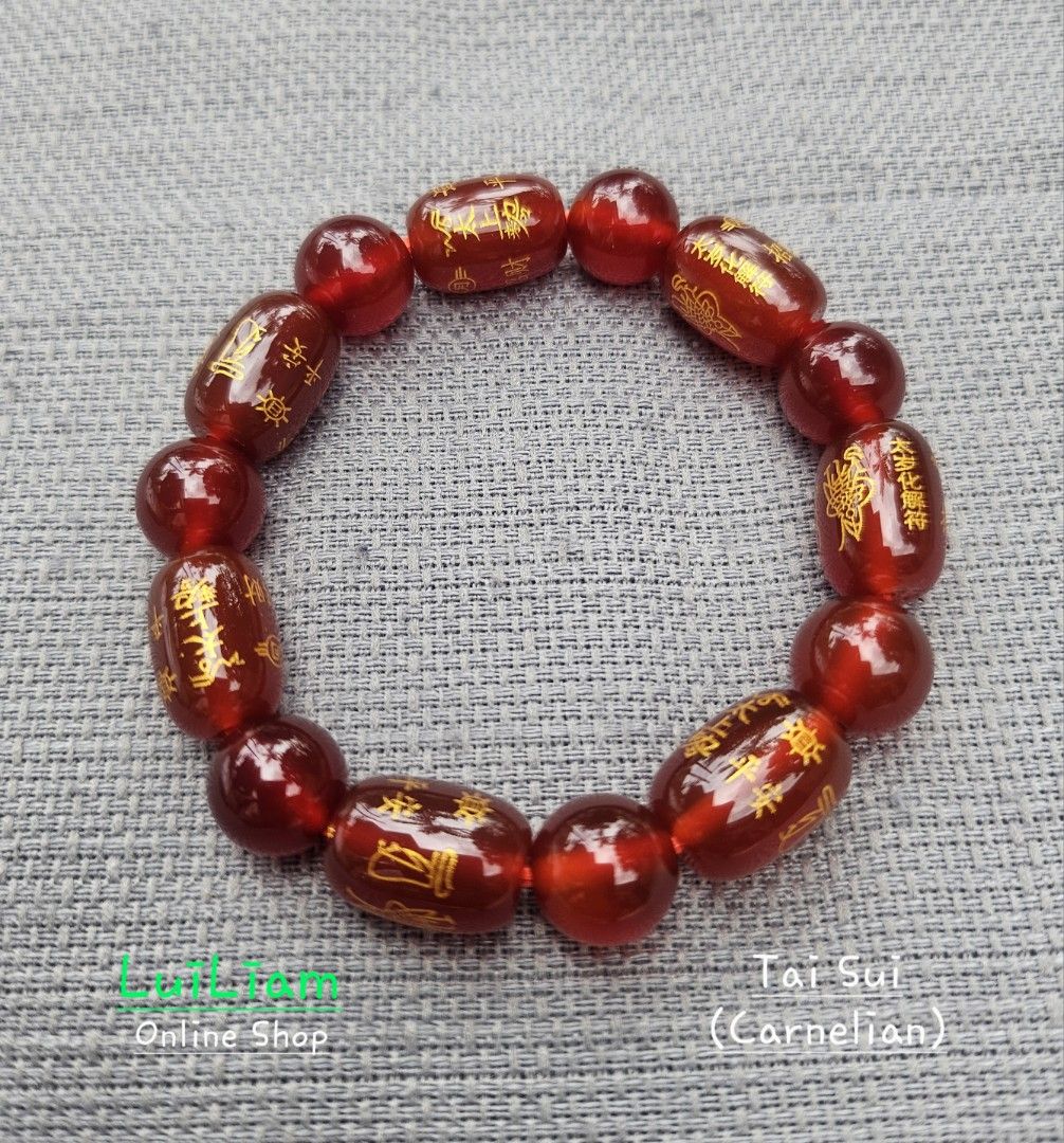 Tai Sui & Cai Shen Bracelets (Category: Bracelets) located in Marikina City. Submitted by luiliam (Listing ID 1423278753, Image 3). Description: All Natural Gemstones 9mm x 13mm bead size 16cm wrist size (can be adjusted if needed) Carnelian & Black Onyx Stones With Tai Sui and Cai Shen carvings 🔸️Plain Carnelian Tai Sui & Cai Shen Php 420 🔸️Carnelian mixed round bead Php 350 🔸️Carneilan mixed Tai Sui & Cai Shen Php 450 🔸️Black Onyx with Pixi