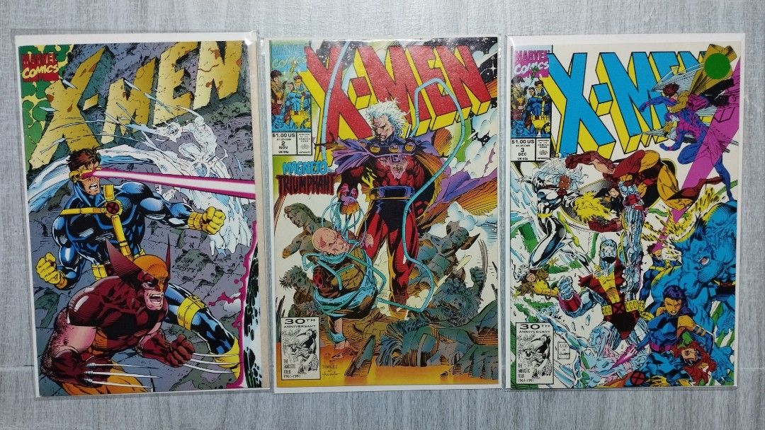 X-Men Comic 1-3 Jim Lee (Category: Comics & Manga) located in San Pablo. Submitted by thebeehivecollectibles (Listing ID 1423390147, Image 1). Description: Set of three X-Men comic # 1 to #3.Features various covers art from famous Jim Lee from the 90s. It's the X-Men blue and Gold team Vs Magneto & the acolytes. Each comic is individually encased in a protective sleeve, with the #1 with foldable famous poster. Great for collectors or fans of the 