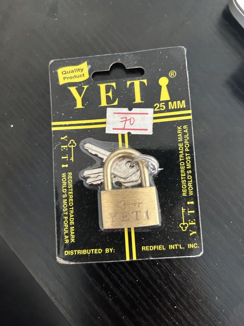 Yeti Padlock 25mm (Category: Locks, Doors & Gates) located in Manila. Submitted by aretejewelries (Listing ID 1423277627, Image 1). Description: - Yeti padlock with two keys - 25mm size Bought for our laboratory locker but it was not used.