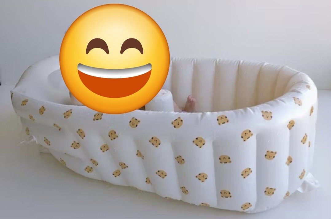 Baby Bathtub inflatable with Bear Print (Category: Bathtub & Bath Accessories) located in Plaridel. Submitted by olxph_184986081 (Listing ID 1423509358, Image 3). Description: - Inflatable baby bathtub - Cute bear print design - Includes central support for baby - Easy to inflate and deflate - Convenient for storage and travel - Ideal for babies and toddlers - bought december 2025 - no issue, like brand new.