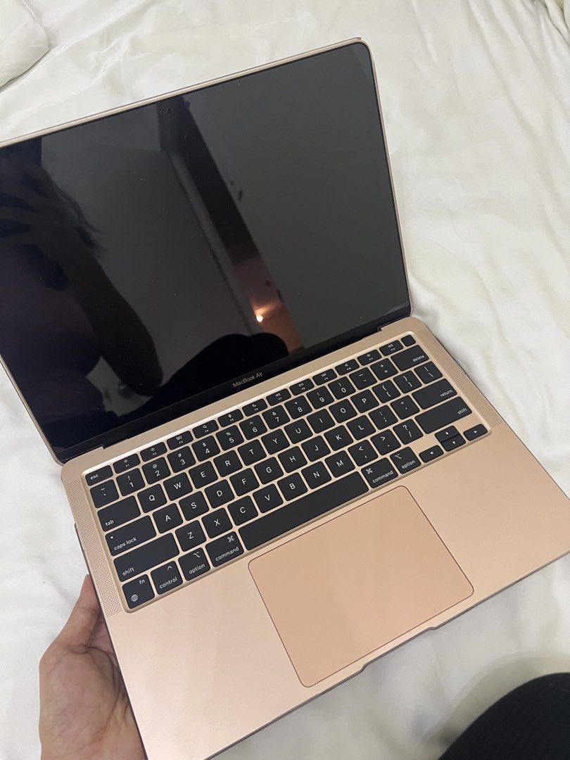Broken LCD and dented Apple Macbook Air (Category: Laptops & Notebooks) located in Manila. Submitted by chicandbaddie (Listing ID 1423503751, Image 2). Description: - Rose Gold Apple Macbook Air - Includes keyboard, trackpad, and screen - Features a protective case - Design includes vents and rubber feet -needs lcd replacement.