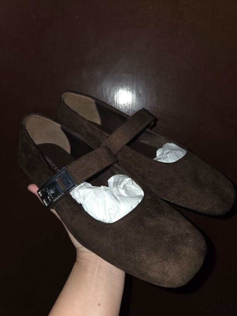 Charles and Keith mary jane suede 37 (Category: Flats & Sandals) located in Talisay. Submitted by wfh_declutters (Listing ID 1423517712, Image 2). Description: good as new, no heel drags size 37 faux suede bought in SG 2500 php .