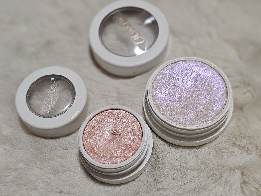 Colourpop Super Shock Cheek & Shadow (Category: Makeup) located in Manila. Submitted by heartallthingspretty (Listing ID 1423565251, Image 1). Description: Colourpop Highlighter bundle ✨️ Rip Tide 2.1grams Over The Moon 4.2grams Set of Colourpop Super Shock eyeshadows and cheek products. Includes "Over The Moon" cheek product and "Rip Tide" eyeshadow. The products are in white compacts with clear lids. The eyeshadows have a shimmery finish. The p