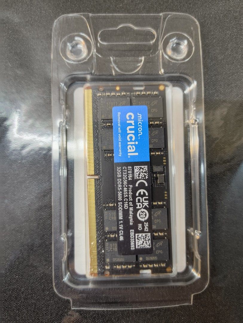 Crucial DDR5-5600 SODIMM 32GB Notebook RAM, Computers & Tech, Parts ...