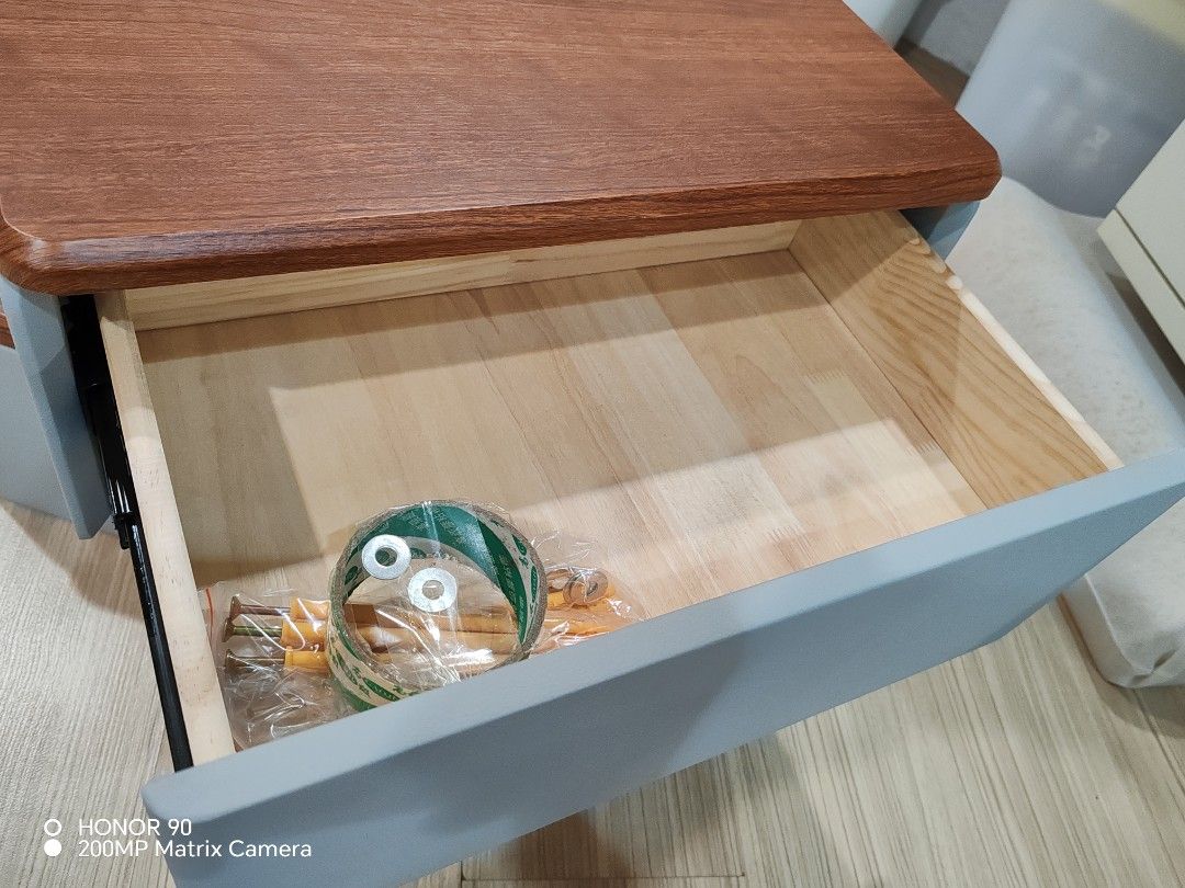 Floating bedside table (Category: Shelves, Cabinets & Racks) located in Petaling Jaya. Submitted by cosmicphoenix_1063c6 (Listing ID 1423551553, Image 3). Description: A pair of Brand-new floating bedside table. wooden with pu leather outline. Measurement 50(w) x 40(d) x 20(h)cm each..