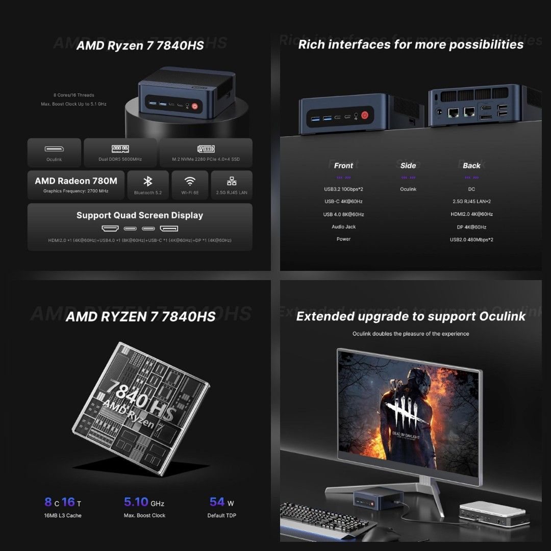 [Get in 2 Days] BOSGAME M4 Mini PC | AMD Ryzen 7 7840HS | Quad Display ...