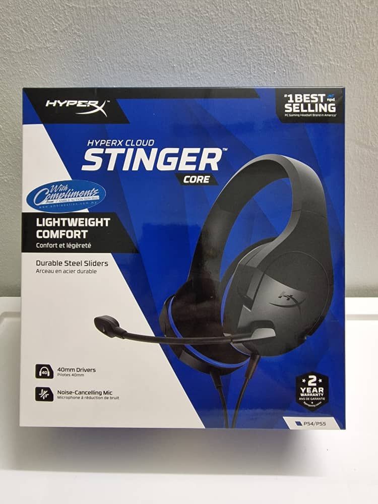 HyperX Cloud Stinger Core (Category: Headphones & Headsets) located in Ipoh. Submitted by aimansyaf42487 (Listing ID 1423582050, Image 2). Description: - HyperX Cloud Stinger Core gaming headset - Lightweight and comfortable - Durable steel sliders - Noise-canceling microphone - Compatible with PS4/PS5 - No Warranty - Seal Unit.