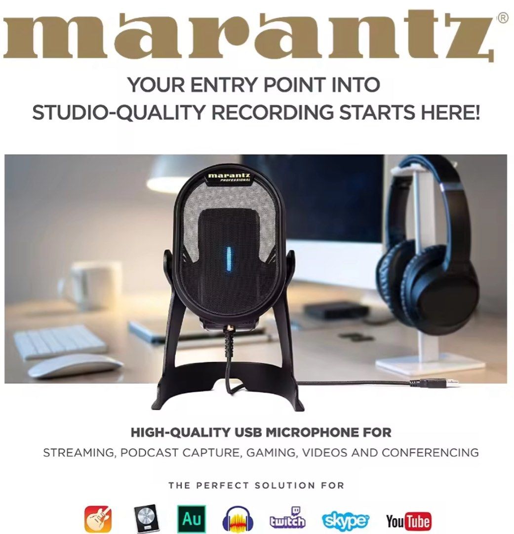 Marantz Umpire Desktop USB Condenser Microphone (Category: Microphones) located in Quezon City. Submitted by bcbiteshop (Listing ID 1423553792, Image 3). Description: Brand new and only stored. Marantz Umpire Desktop USB Condenser Microphone. Perfect for podcasting, gaming, recording.