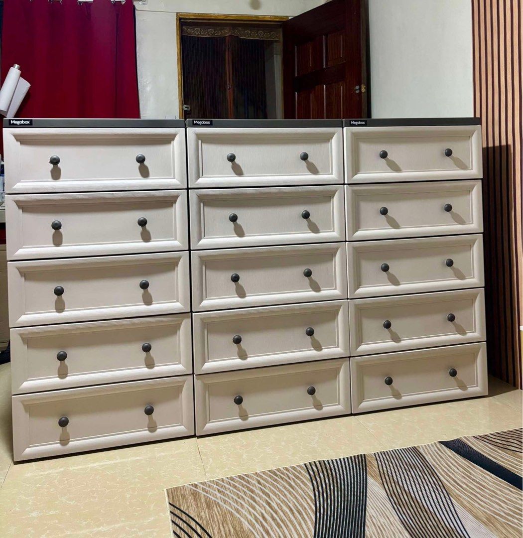 Original mega box drawers and cabinets (Category: Shelves, Cabinets & Racks) located in Pasig City. Submitted by czyzabbabyneeds (Listing ID 1423611386, Image 1). Description: SALE ‼️ SALE ‼️ SALE‼️ 🪬MEGABOX DRAWERS and CABINETS🪬 ✅MODISH 4L& 5L MG 170 ✅SLIM MODISH 4L& 5L MG 164 ✅MEGA BOX DRAWERS 4L & 5L MG 190 ✅MEGA BOX 186 WARDROBE W/2 DRAWER ✅MEGA BOX 187 WARDROBE W/1 DRAWER ✅MEGA BOX 188 DRAWERS & CABINETS ✔️ORIGINAL AND BRAND NEW 💯🤞🏻 ✔️O