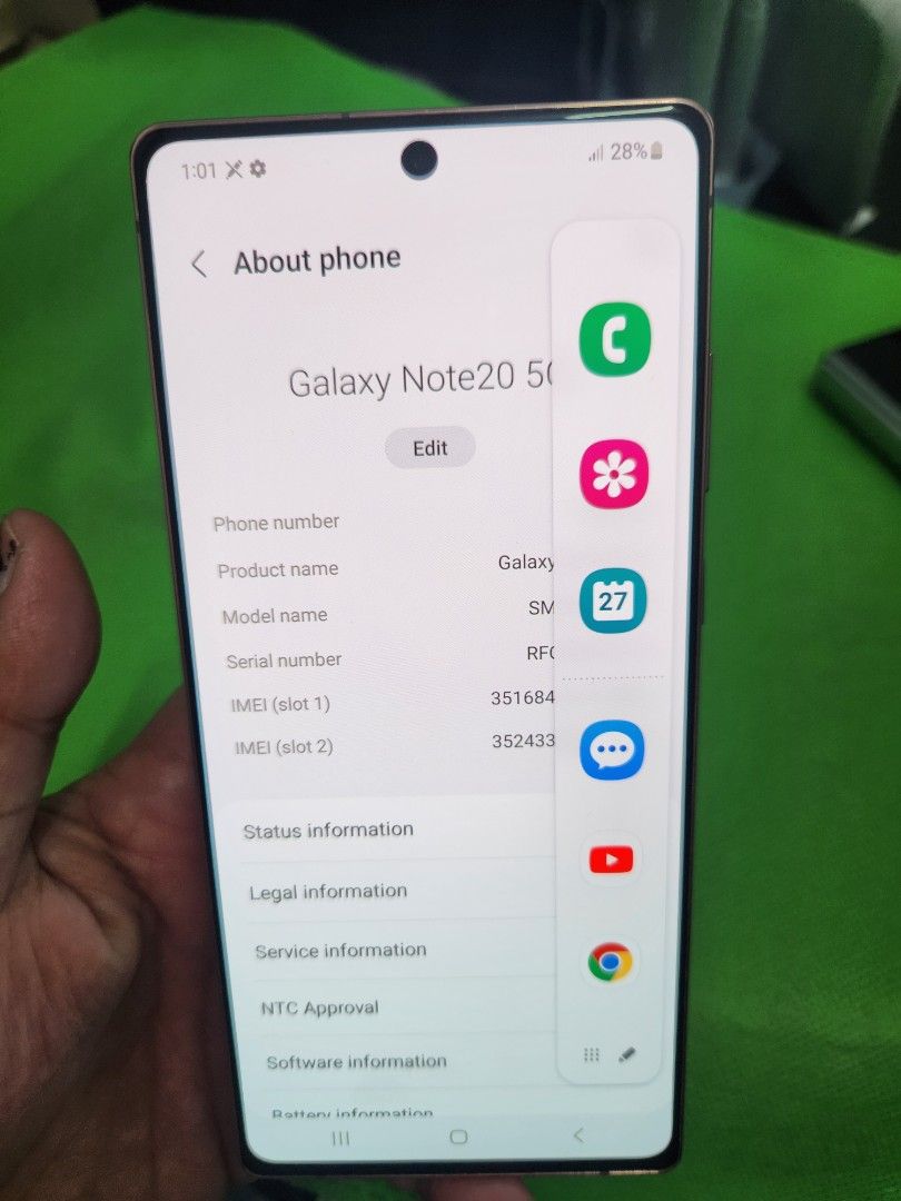 Samsung Note20 5G (Category: Samsung) located in San Juan City. Submitted by wainefreygadgetshop (Listing ID 1423592904, Image 2). Description: Samsung NOTE20 5G 8/256gb ALL GOODS AT WORKING NO REPAIR HISTORY NTC APPROVED GAMING PHONE PEDE PANG BACK UP PHONE CAMERA SOBRANG LINAW ,bawal sa maarte check to sawa bago bayaran. *hindi makinis normal naman po sa 2ndhand di lang masyado halata sa picture KAYA MURA.paglagyan nang case mukhang bago na. Bu