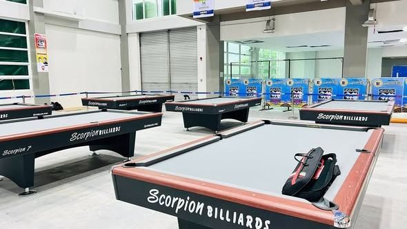 SCORPION 7 STANDARD BILLIARD TABLE (Category: Billiards and Bowling) located in San Pablo. Submitted by anneviiee0007 (Listing ID 1423451564, Image 1). Description: SCORPION 7 STANDARD BILLIARD TABLE FOR SALE TABLE SPECIFICATION: Size: 5x9ft (Tournament) Slate: Granite Sidings: Solid wood Cushion: Uylin Corner Pocket: Metal Side Pocket Cover: Metal Leg leveler: Adjustable Pocket: Manual ball INCLUSIONS: 1 Set. BILLIARD CLOTH WITH WHITE CLOTH 1 Pc