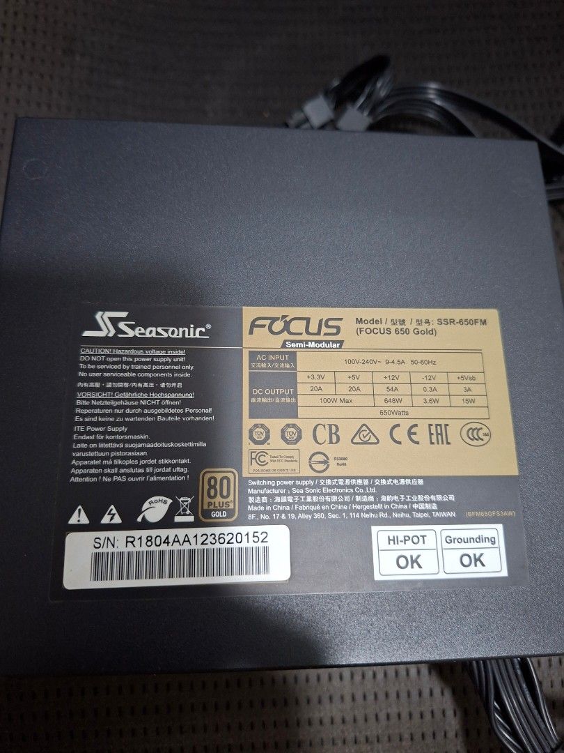 Seasonic FOCUS GX 650W PSU 80+ Gold (semi-modular), Computers & Tech ...