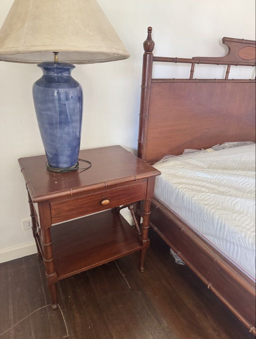 Solid wood night stand set bed side tables pair (Category: Tables & Sets) located in Muntinlupa City. Submitted by boo_thingthings (Listing ID 1423506838, Image 2). Description: • Matching pair of classic wooden nightstands • Rich dark wood finish • 1 drawer + lower shelf for storage • Sturdy and well-built • Clean, timeless design • Great for bedrooms, guest rooms, condos, or Airbnb setups • Good condition • Sold as a set Reason for selling: tur