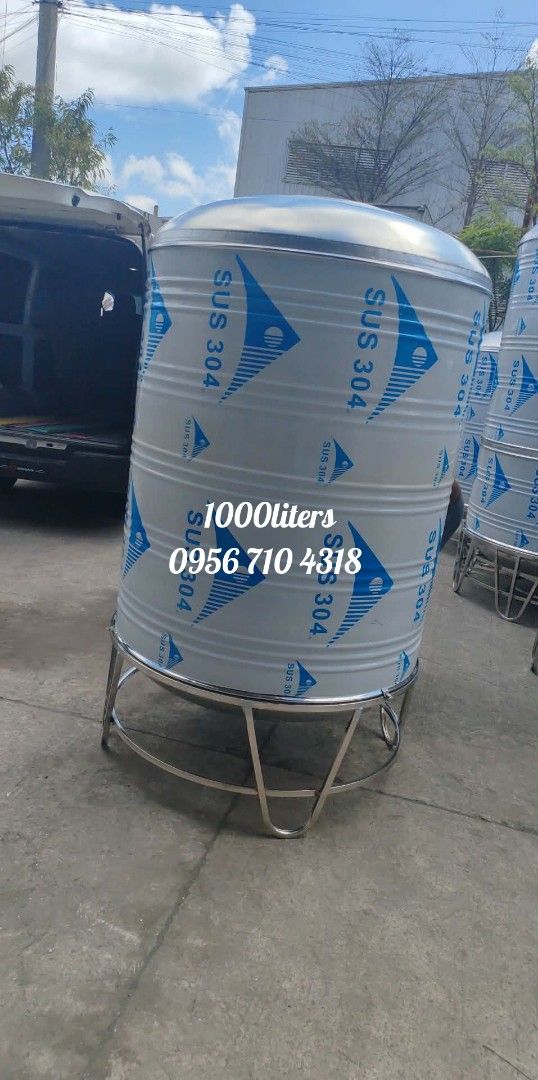 Water storage tank (Category: Construction & Building Materials) located in Manila. Submitted by kristellf29 (Listing ID 1423543837, Image 2). Description: CleanTankTRENDING water storage TANK with film SUS 3️⃣0️⃣4️⃣ tank PURE stainless with stand HeaVy duty 💯💯 VERTICAL and horizontal Good QUALITY 1-2YEARS WARRANTY VERTICAL ✅500 liters ✅600 liters ✅775 liters ✅1000 liters ✅1500 liters ✅2000 liters ✅3000 liters ✅4000 liters ✅5000 liters ✅6000 li