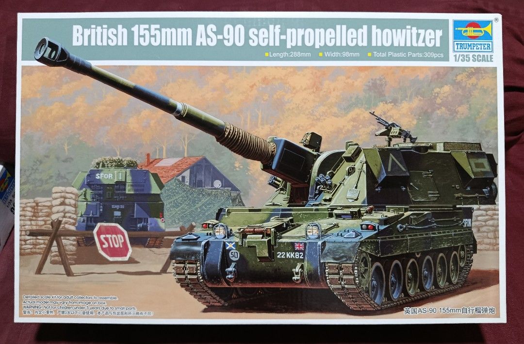 1/35 Trumpeter British AS-90 155mm Self-Propelled Howitzer Model Kit ...