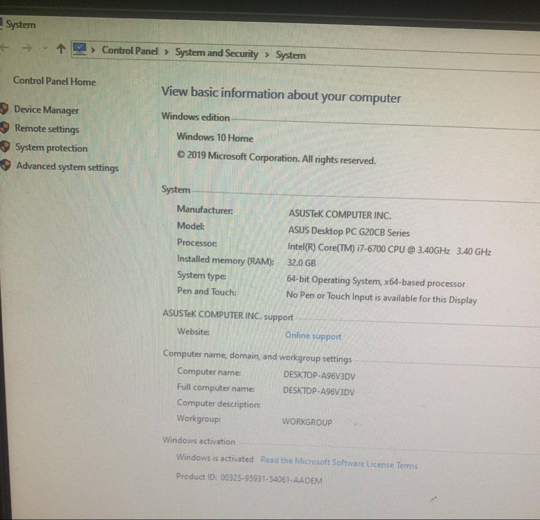 ASUS ROG CB20 G Gaming Desktop PC65604656076161114