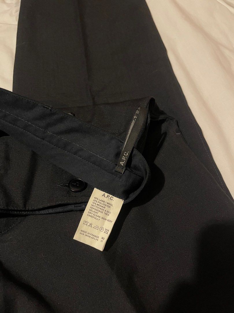 [Free Ship] Authentic A.P.C. Black Trousers (Category: Trousers) located in Makati City. Submitted by afterpiece (Listing ID 1423708743, Image 3). Description: A.P.C Rue De Fleurys Paris Black Custom Fit Trousers Authentic Size 36 on tag but size 30 on tape Measure High Waist Excellent Condition 10/10 Color Rate No issue .