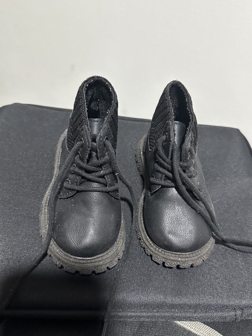 Black Boots/Shoes for Toddler (Category: Babies & Kids Fashion) located in Caloocan City. Submitted by miltonhershey (Listing ID 1423681582, Image 1). Description: All goods, just need cleaning. I can send the actual outsole measurement for sure/interested buyer. .