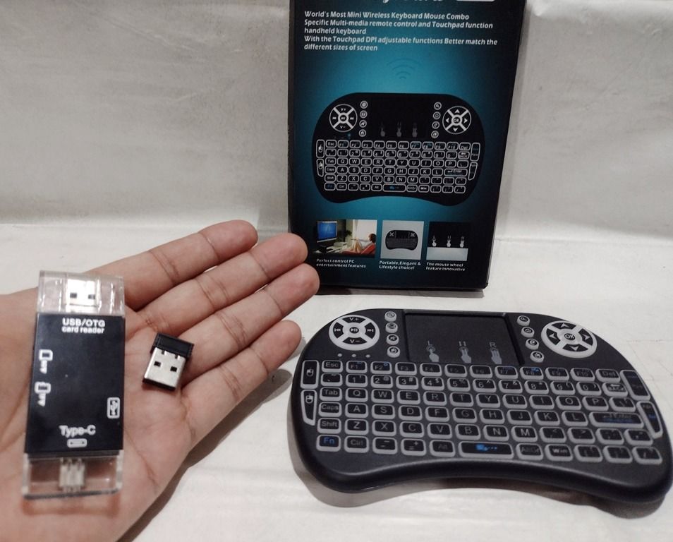 Bluetooth Mini Keyboard-Mouse + OTG bundle (Category: Computer Keyboard) located in Quezon City. Submitted by mondy_mond (Listing ID 1423752996, Image 1). Description: Reason For Selling (RFS): De-cluttering This Bluetooth Mini Keyboard-Mouse + OTG bundle... *Includes 1x ALMOST NEW Bluetooth Mini Keyboard-Mouse & 1x NEW Multifunction On-The-Go (OTG) device *Bluetooth Mini Keyboard-Mouse used a few times & put in storage *Bluetooth Mini Keyboard-M