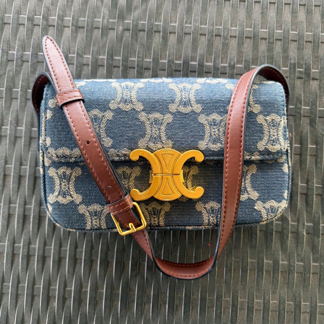 Celine Triomphe Denim Shoulder Bag (Category: Luxury Bags & Wallets) located in Quezon City. Submitted by lexi.cloud (Listing ID 1423706373, Image 2). Description: SUPER STEAL! ⚜️ vintage ⚜️ celine triomphe denim shoulder bag/ kili bag ⚜️ personal preloved ⚜️ no signs of usage ⚜️ 10/10 excellent condition ⚜️ bought from 🇯🇵 note: color may vary due to lighting rfs: decluttering for sure buyers only..
