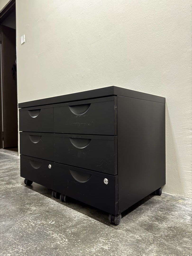 IKEA Black Drawer Cabinet with Wheels, Furniture & Home Living ...