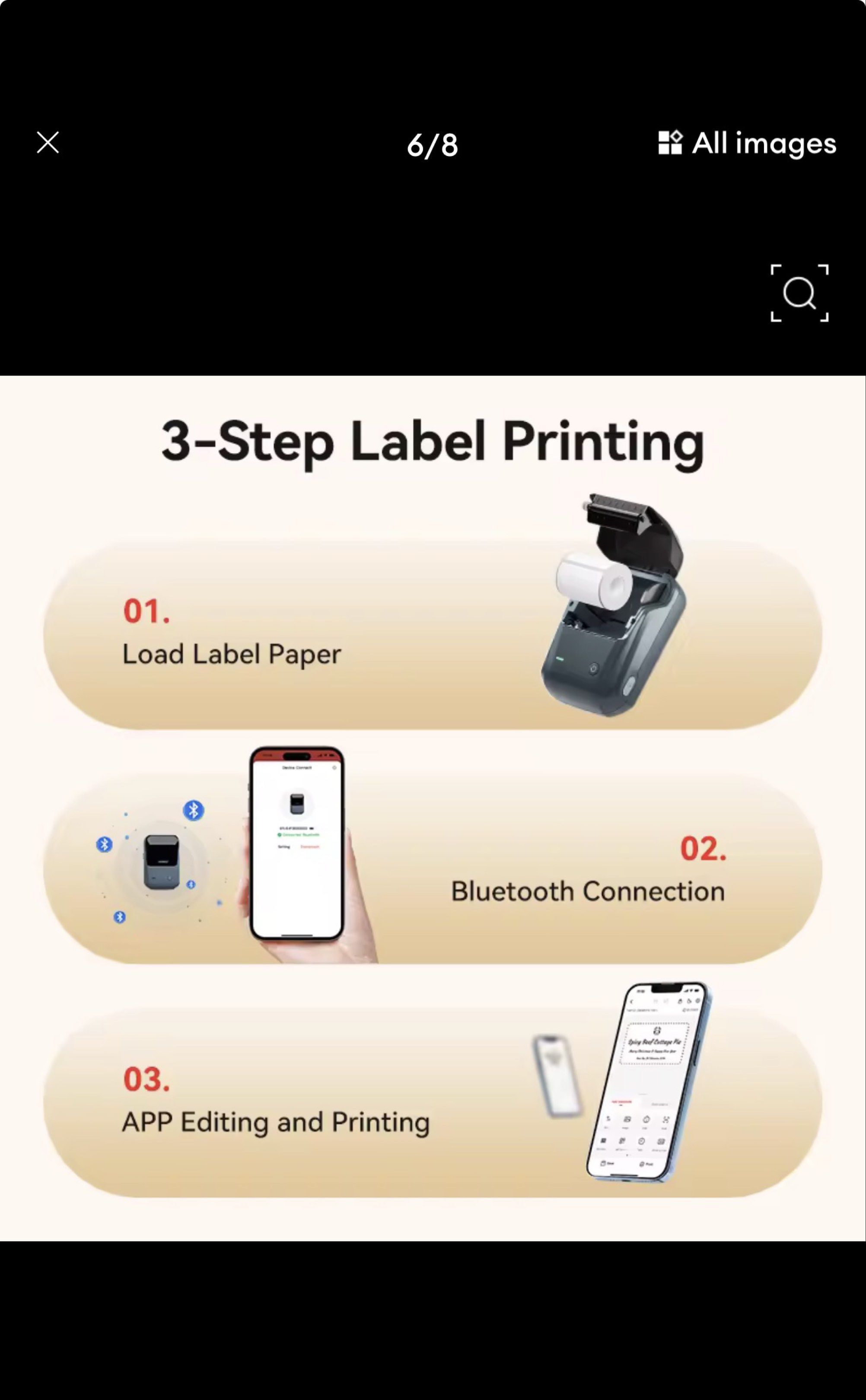 Label printer (Category: Printers, Scanners & Copiers) located in Singapore. Submitted by linnike (Listing ID 1423771342, Image 3). Description: Niimbot label printer.