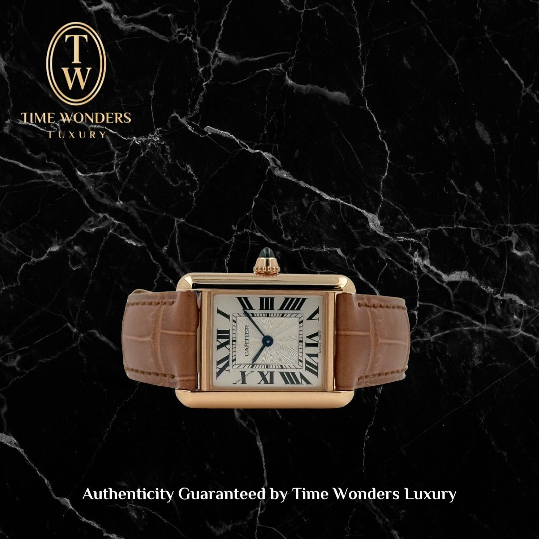 Like New January 2026 Cartier Tank Louis Cartier Small Model WGTA0010 (Category: Watches) located in Singapore. Submitted by timewondersluxury (Listing ID 1423698625, Image 1). Description: Brand: Cartier Model: WGTA0010 Condition: Like New Dial: Silver Case Diameter: 29.5 mm x 22.0 mm Movement : Quartz Material: Yellow Gold Bracelet: Leather Strap Original Box: Yes Original Cert/Papers: Yes Dated: January 2026 Warranty: AGENT INTERNATIONAL WARRA