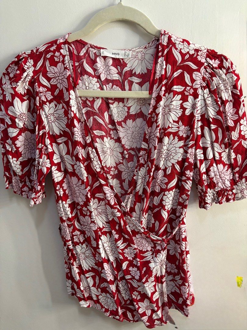 Mango floral wrap top (Category: Blouses) located in Paranaque City. Submitted by declutteringp (Listing ID 1423739584, Image 1). Description: .
