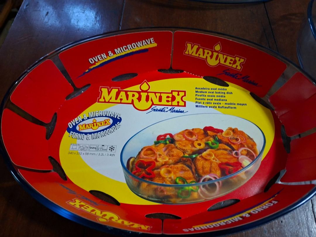 Marinex Oval baking dish (Category: Bakeware) located in Taguig. Submitted by d_man11 (Listing ID 1423738461, Image 2). Description: Marinex Oval baking dish - High-quality tempered glass - suitable for over, microwave and oven use - Kept in storage, unused - Minor chips but no cracks - Made in Brazil - 1 Big oval dish - 2 Medium oval dish Dimensions: Big: - 7 cm tall 39.5 x 27.5 cm Medium: - 7 cm tall 35 x 24 cm.