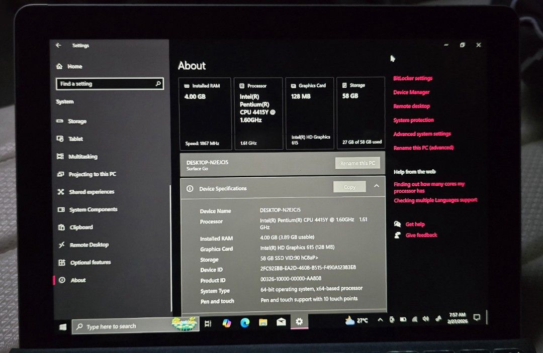 Microsoft Surface Tablet - 4GB RAM, 64GB Storage412455281067960321