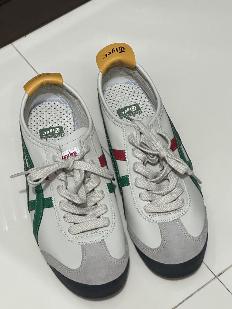 Onitsuka Tiger Mexico 66 Birch/Green (Category: Sneakers) located in Manila. Submitted by madisoneve (Listing ID 1423665518, Image 2). Description: Never been used bought in Japan (No box, hindi na sinama sa maleta) Size: EURO 38 / US 5 1/2 / UK 4 1/2 RFS: wrong size.