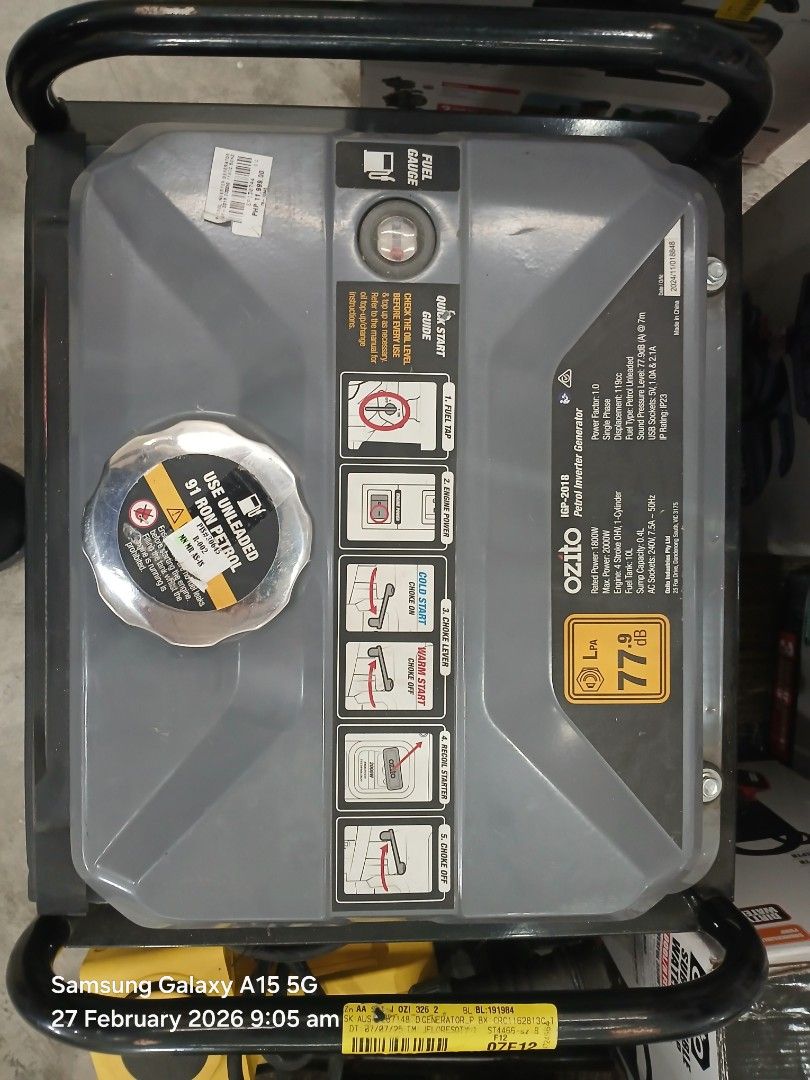 Ozito IGP-2018 (Category: Construction Tools & Equipment) located in Manila. Submitted by sc_arvin (Listing ID 1423620749, Image 3). Description: Petrol Inverter Generator 119cc 50H Fuel Tank 10Liters.