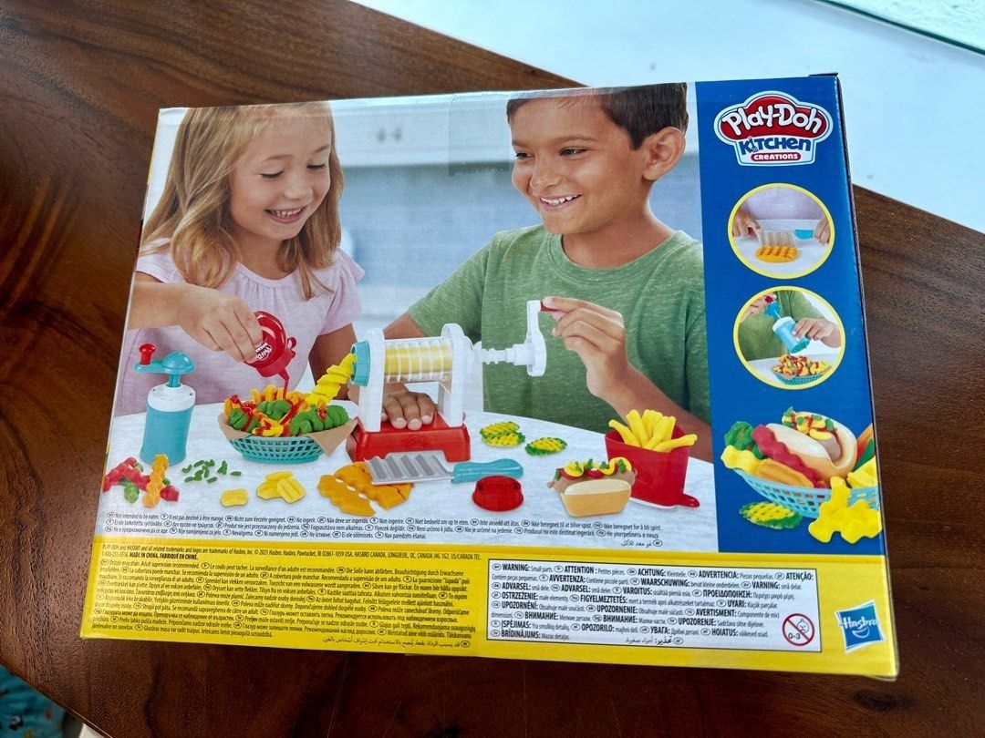 Playdoh kitchen creations spiral fries playset (Category: Toys & Games) located in Gelugor. Submitted by jess83 (Listing ID 1423654897, Image 2). Description: - BRAND NEW & SEALED CLEARANCE to RM45 ONLY - Make Play-Doh food creations! - Includes tools and molds for fries, hotdogs, and more. - Comes with Play-Doh compound and accessories. - Hours of creative fun! - Suitable for ages 3 and up..