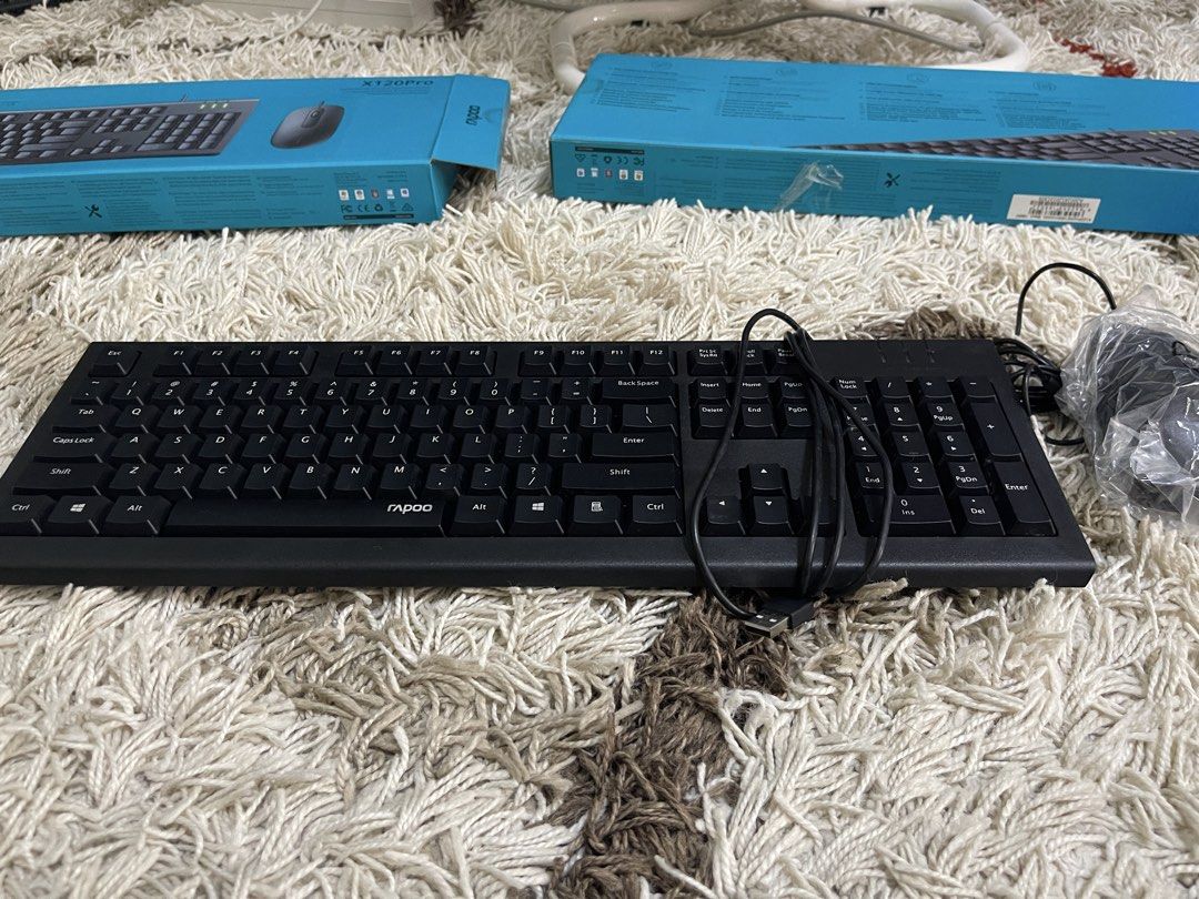 Rapoo X120Pro Wired Keyboard and Mouse (Category: Computer Keyboard) located in Los Banos. Submitted by yeikie (Listing ID 1423696904, Image 3). Description: Rapoo X120Pro Wired Keyboard and Mouse Membrane keyboard with mouse, perfect for office work. 2 pieces, 700 take all, 400 pesos each. .